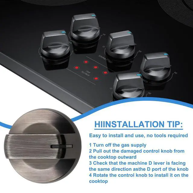 Alt view image 6 of 7 - DG94-01480A Electric Stove Knobs Replacement for Samsung Range Stove Parts NZ30K6330RG/AA, NZ36K6430RS/AA, NZ30K6330RS/AA, NZ36K6430RG/AA Oven Knobs 30 36 Inch Top Cooktop Surface Burner Knob - 5 Pack