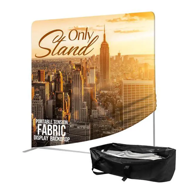 Alt view image 2 of 7 - 7.5x7.5 FT Tension Fabric Display Backdrop for Trade Show Booth, Stand Holder Backdrop Portable Aluminum Double-sided for Exhibition, Weddings, Events, - Stand Only
