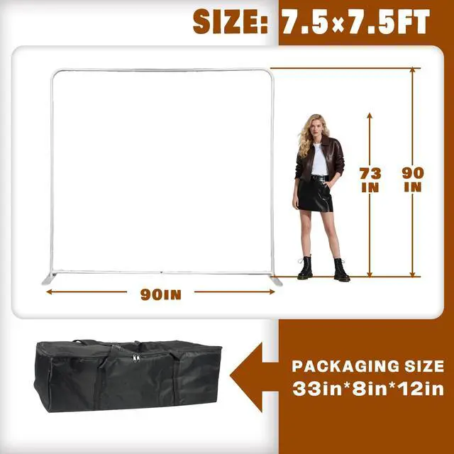 Alt view image 3 of 7 - 7.5x7.5 FT Tension Fabric Display Backdrop for Trade Show Booth, Stand Holder Backdrop Portable Aluminum Double-sided for Exhibition, Weddings, Events, - Stand Only