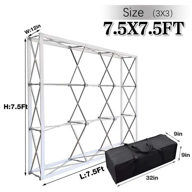 Alt view image 2 of 7 - 7.5x7.5FT Tension Fabric Pop Up Display Stand Trade Show Holder Backdrop Portable Aluminum Double-sided for Booth Exhibition Wedding Event - Stand Only