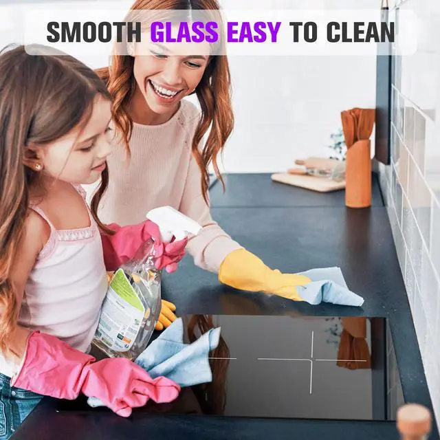 Alt view image 6 of 7 - Ceramic Glass Stove Top 12 Inch, Countertop & Built in Electric Stove Top 110V, 2000W 2 Burner Hot Plate Electric, Electric Cooktop 2 Burner with Timer, 9 Power Level