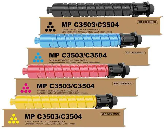 Main image of MP C3503 Toner Cartridge Replacement for Ricoh C3003 C3504 C3004 Printer | 841813 841814 841815 841816 for Aficio Lanier Savin 4 Pack Black Cyan Magenta Yellow 1BK/1C/1Y/1M