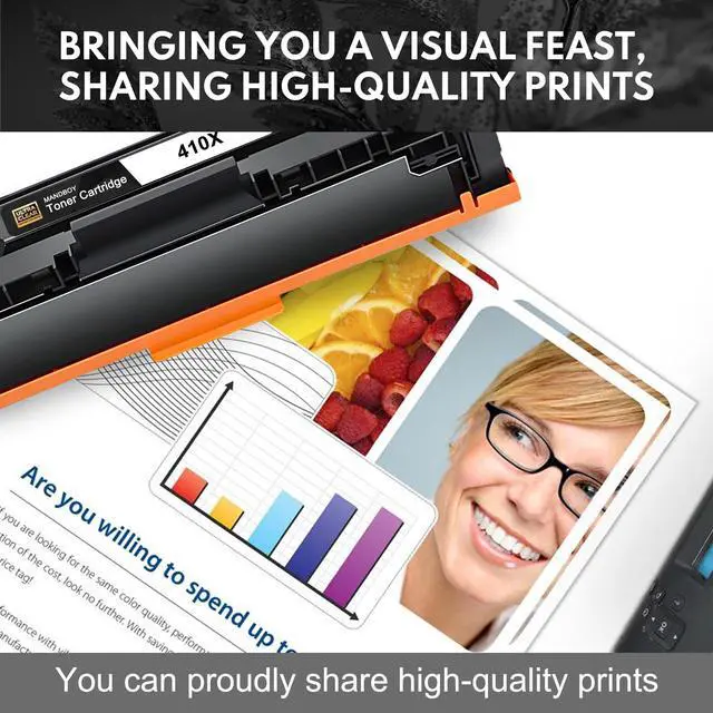 Alt view image 5 of 6 - 410X Toner Cartridges 4 Pack High Yield MFP M477fnw M477fdw M452dn M452nw | Replacement for HP 410X 410A to Use with Color Pro MFP M477fnw M477fdw M477fdn M452dn M452dw M452nw Printer (BK/C/Y/M)