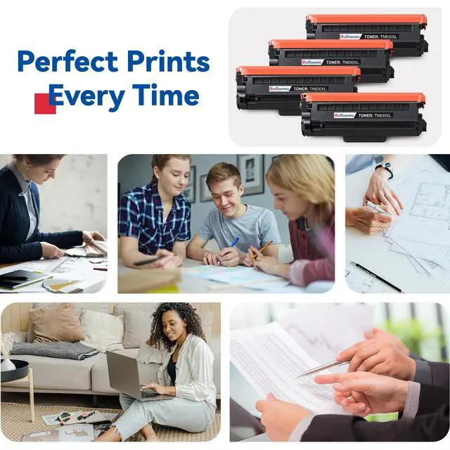 Alt view image 6 of 6 - TN830XL Toner Compatible for Brother Printer TN830XL TN830 Cartridge 4-Pack | Replacement for Brother DCP-L2640DW HL-L2460DW HL-L2405W HL-L2480DW HL-L2420DW MFC-L2820DW MFC-L2900DW Printer (With Chip)