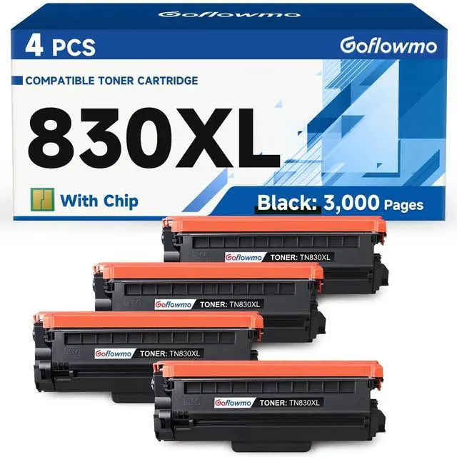 Main image of TN830XL Toner Compatible for Brother Printer TN830XL TN830 Cartridge 4-Pack | Replacement for Brother DCP-L2640DW HL-L2460DW HL-L2405W HL-L2480DW HL-L2420DW MFC-L2820DW MFC-L2900DW Printer (With Chip)