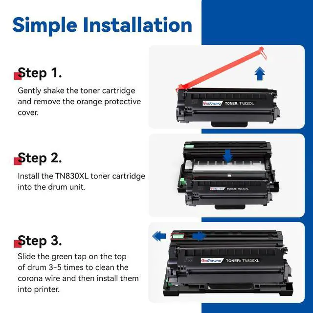 Alt view image 5 of 6 - TN830XL Toner Compatible for Brother Printer TN830XL TN830 Cartridge 4-Pack | Replacement for Brother DCP-L2640DW HL-L2460DW HL-L2405W HL-L2480DW HL-L2420DW MFC-L2820DW MFC-L2900DW Printer (With Chip)