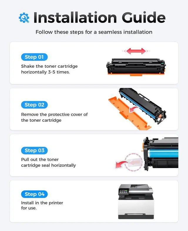 Alt view image 4 of 7 - 218X Toner Cartridge Set with chip 4-Pack High Yield Replacement for HP 218X W2180X W2181X W2182X W2183X 218A W2180A Compatible with HP Color LaserJet Pro MFP 3301cdw 3301fdw 3301sdw 3201dw Printer
