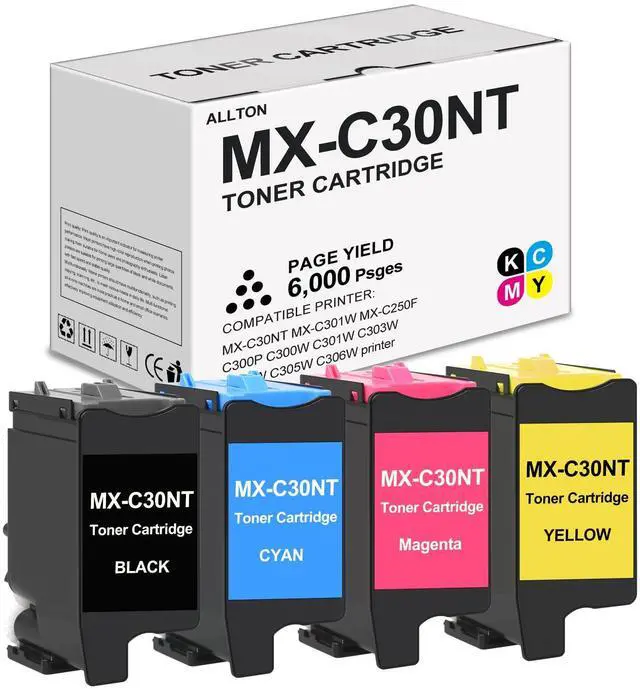 Main image of MX-C30NT High Yield Toner Cartridge MX-C30NT-B MX-C30NT-C MX-C30NT-M MX-C30NT-Y Toner Replacement for Sharp MX-C250F C300P C300W C301W C303W C304W C306W C305W Printer(4-Pack)