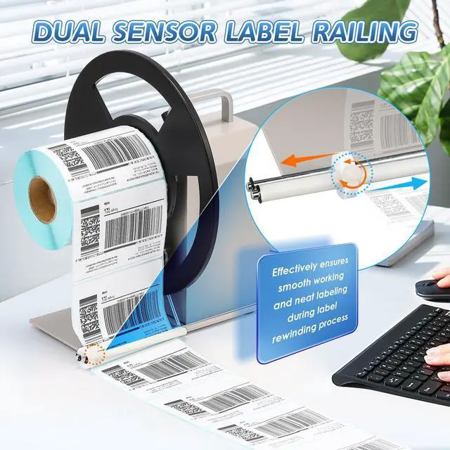 Alt view image 5 of 7 - Automatic Label Rewinder, Speed-Adjustable Sticker Rewinder, Bidirectional Label Rewinding Machine, Synchronized with Printer, 1"/1.5"/3" Core Holder, Width 3.54"