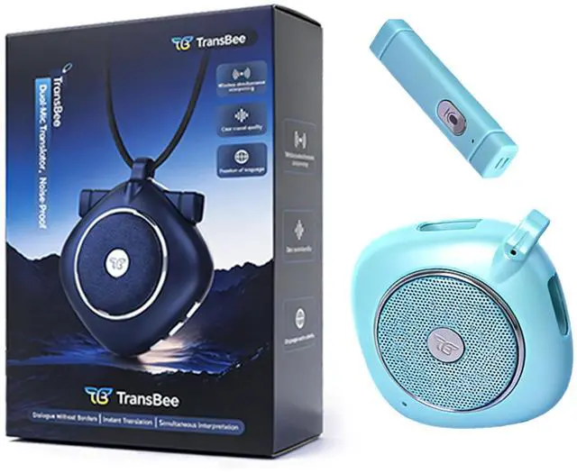Main image of TransBee Portable Two-Way Voice Translator Device, Real-Time Multilingual Instant Translation, Dual Mic Translator with Built-in Speaker & Conversation Recorder for Travel (Evergreen Spruce)
