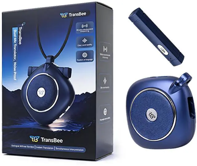 Main image of TransBee Portable Two-Way Voice Translator Device, Real-Time Multilingual Instant Translation, Dual Mic Translator with Built-in Speaker & Conversation Recorder for Travel & Business (Starry Sky Blue)