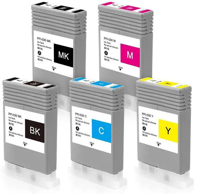 Main image of PFI-030 Ink Cartridge 55ML Pigment Ink for Canon ImagePrograf TA-20 TA-30 Printer (5 Pack, Matte Black Cyan Magenta Yellow Black)
