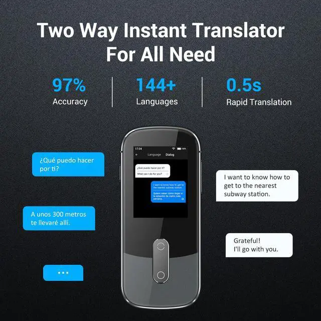 Alt view image 3 of 7 - Offline Language Voice Translator Device W09 PRO for 144 Languages and Accents Photo Translation No WiFi Internet Needed for Travel Business W09 Grey