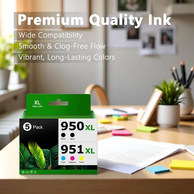 Alt view image 5 of 7 - 950XL 951XL Ink Cartridges Combo 5-Pack Replacement for HP Ink 950 951 XL Use for OfficeJet Pro 8600 8610 8620 8100 8630 8660 8640 8615 276DW 251DW (2Black Cyan Magenta Yellow)