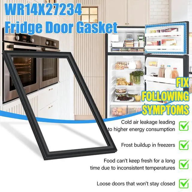 Alt view image 5 of 7 - Upgraded WR14X27234 Freezer Door Gasket Compatible with GE Freezer Door Seal Replacement WR14X21197 WR14X21235 4468125 for Hotpoint Refrigerator Door Gasket Replacement Black Fridge Seal 26.57"x17.13"