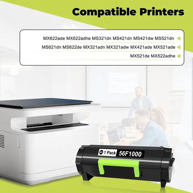 Alt view image 3 of 5 - 56F1000 MS421 MS321 Toner Cartridge Compatible for Lexmark 56F1000 56F1H00 Toner Cartridge for MX421 MX622 MS622 MS621 MS521 MS321 MS421 MX321 MX521 MX522Laser Printers(1 Pack,6,000 Pages)