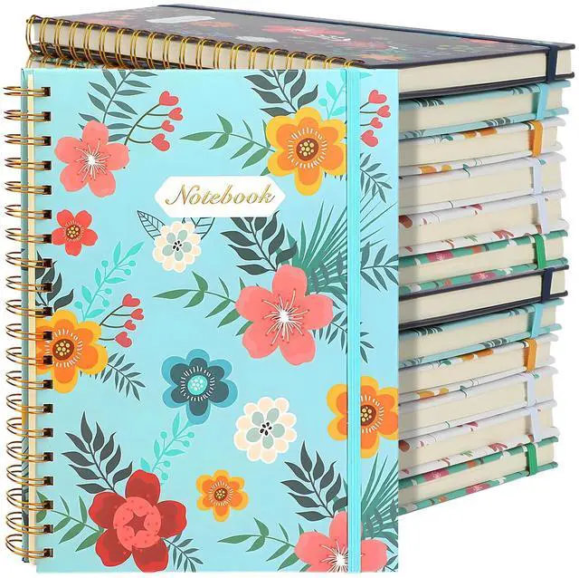 Main image of 12 Pack B5 Spiral Notebook Journal for Women, College Ruled Composition Notebooks Hardcover Spiral Journal, Cute Blooming Floral, Office School Business Supplies, 10.2" x 7.5", 160 Page