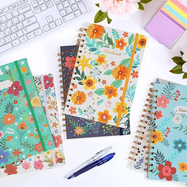 Alt view image 6 of 7 - 12 Pack B5 Spiral Notebook Journal for Women, College Ruled Composition Notebooks Hardcover Spiral Journal, Cute Blooming Floral, Office School Business Supplies, 10.2" x 7.5", 160 Page
