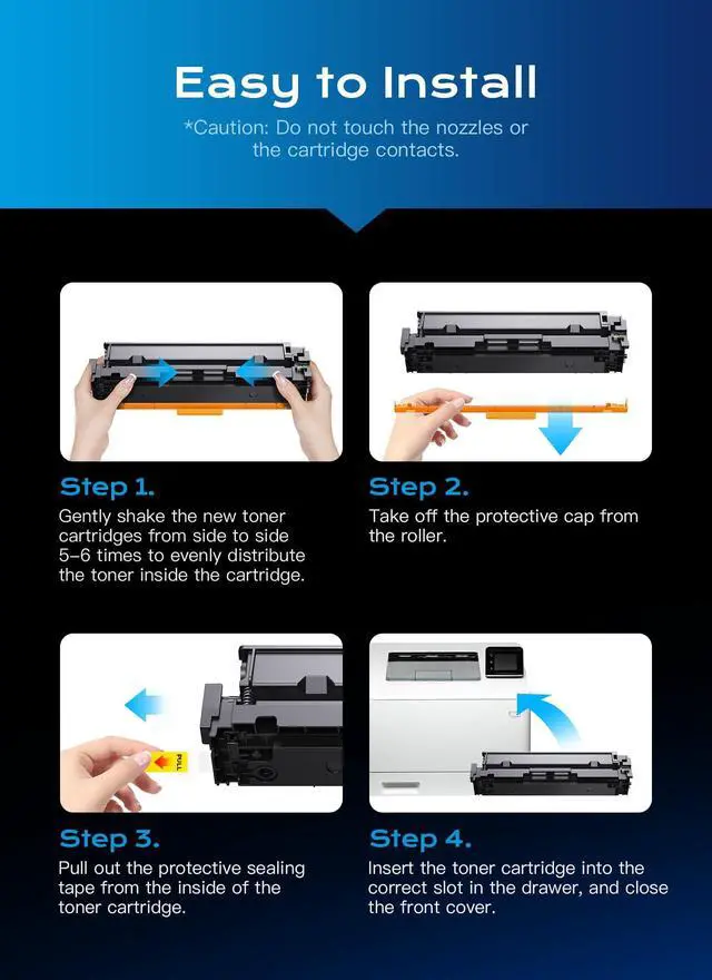 Alt view image 4 of 7 - 215A Toner Cartridges 4-Pack (with Chip) High Yield Compatible with HP 215A | W2310A W2311A W2312A W2313A Compatible with HP Color LaserJet Pro MFP M182nw M183fw M183n M155a M155nw M155dw (BK/C/M/Y)