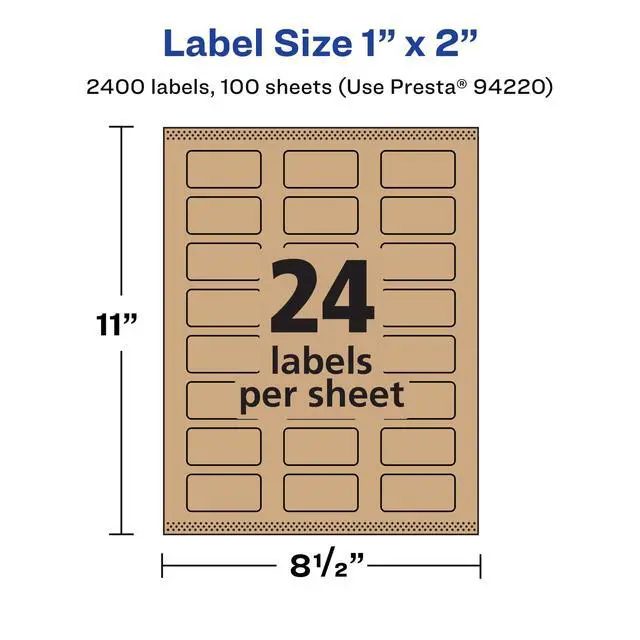 Alt view image 5 of 6 - ® Kraft Brown Rectangle Labels, Sure Feed® Technology, 1" x 2", 2,400 Kraft Brown Labels, Print-to-The-Edge, Laser/Inkjet Printable