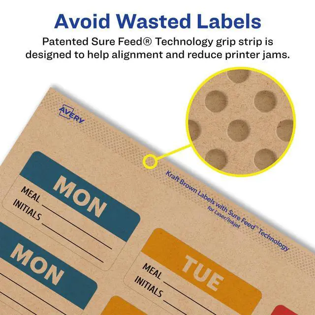 Alt view image 4 of 6 - ® Kraft Brown Rectangle Labels, Sure Feed® Technology, 1" x 2.5", 2,400 Kraft Brown Labels, Laser/Inkjet Printable