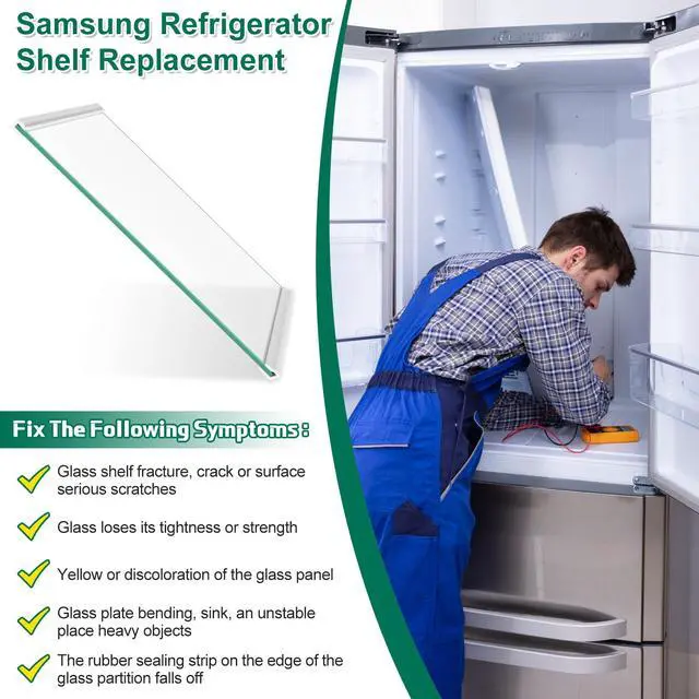 Alt view image 5 of 7 - Upgraded DA97-20646A Refrigerator Glass Shelf Compatible with Samsung Fridge Shelf Replacement RS27T5201SR RS28A500ASR Freezer Lower Glass Replacement Part, Tempered Glass Crisper Drawer Cover