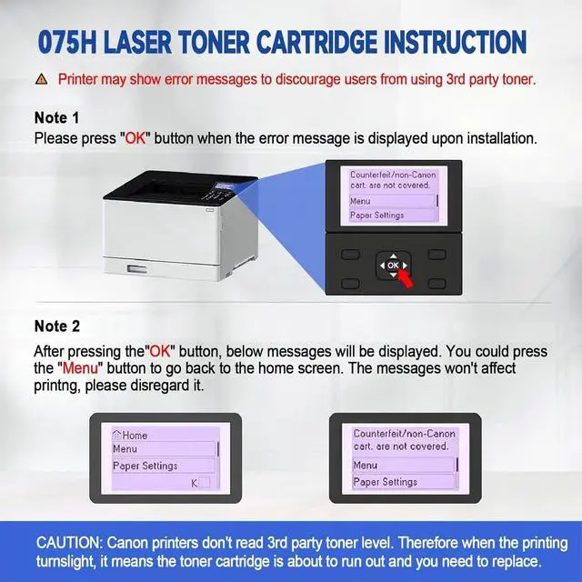 Alt view image 4 of 6 - Twin Pack 075H 075 MF660 LBP640 Replacement for Canon 075 075H Toner Cartridge Compatible with Canon Color imageclass MF665Cdw, MF663Cdw, MF662Cdw, LPB647Cdw, LBP646Cdw Printer2 Black