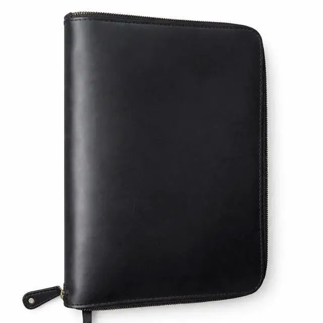 Alt view image 6 of 7 - Leather Journal Cover, Zippered, 8.5 x 11 in., Black | Full Grain Leather, Refillable, Fits Spiral & Cahier XXL Notebooks, Handmade, Zipper Closure, Pen Holder
