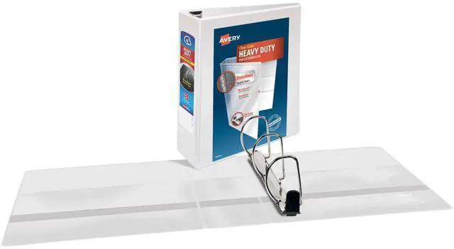 Alt view image 2 of 7 - Heavy Duty View 3 Ring Binder, 4" One Touch Slant Ring, Holds 8.5" x 11" Paper, 2 White Binders (79875)