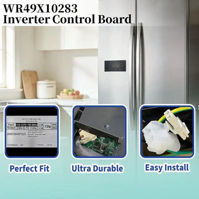 Alt view image 4 of 4 - WR49X10283 Inverter Control Board for GE Refrigerator, Compatible with VCC3 1156 K8 F 90, Replaces WR55X11209 WR55X10685 WR55X10979 AP5669522 PS6883663 2677747