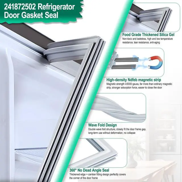 Alt view image 4 of 7 - Upgraded 241872502 Refrigerator Door Gasket Replacement Compatible with Frigidaire Electrolux Refrigerators Parts 240370902, 240514602 French Door Seal CFHT1513LZ1 CFHT1513LZ2 Freezer Door Gasket