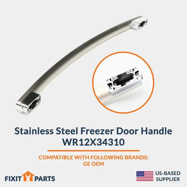 Alt view image 2 of 5 - US-Based Supplier - WR12X34310 Stainless Steel Freezer Door Handle - NOT Universal - Compatible with GE Appliances Refrigerator - Replaces 4960021 AP6994366 PS16220203 EAP16220203