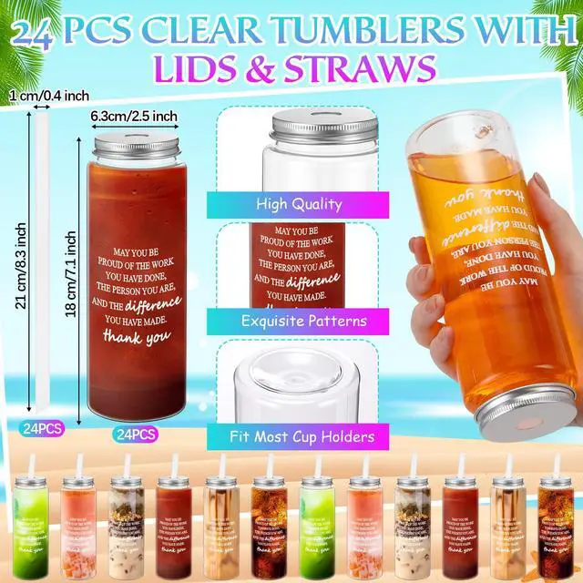 Alt view image 2 of 6 - 120 Pcs Employee Appreciation Gifts Bulk Thank You Gifts Set 17 oz Clear Cups Inspirational Spiral Notebooks with Motivational Pens Keychain Bag for Teacher Team Coworker Staff(Thank You)