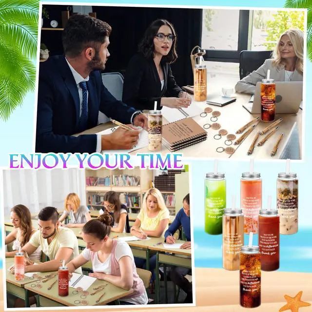 Alt view image 5 of 6 - 120 Pcs Employee Appreciation Gifts Bulk Thank You Gifts Set 17 oz Clear Cups Inspirational Spiral Notebooks with Motivational Pens Keychain Bag for Teacher Team Coworker Staff(Thank You)