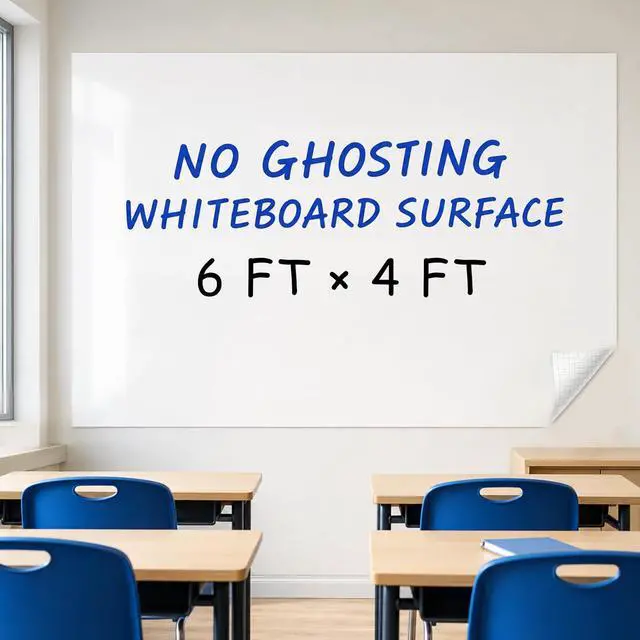 Main image of Dry Erase Paper for Wall 72" x 47", Self Adhesive White Board Wallpaper Peel and Stick, No Ghosting Whiteboard Contact Paper for Office Classroom Meeting Room
