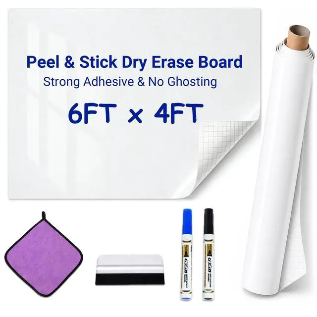 Alt view image 5 of 7 - Dry Erase Paper for Wall 72" x 47", Self Adhesive White Board Wallpaper Peel and Stick, No Ghosting Whiteboard Contact Paper for Office Classroom Meeting Room