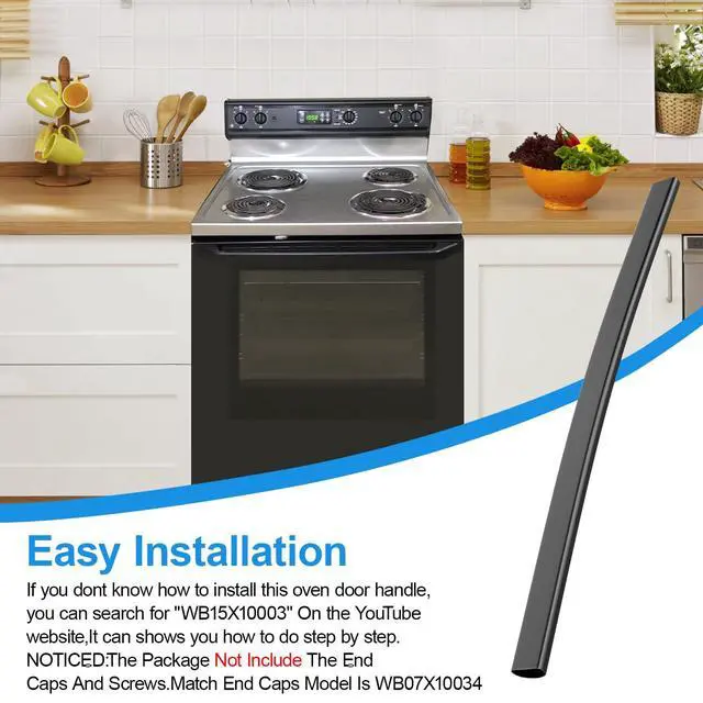 Alt view image 6 of 7 - WB15X10003 Oven Handle Replacement for Ge Oven Door Handle Replacement | Stainless Steel Oven Handle Ge Stove Handle Replacement WB15X10003, Black Hotpoint Range Handle AH232083 JBP30BA2 JBP21BY3