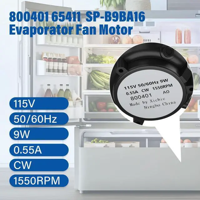 Alt view image 5 of 6 - 800401 (20Z854, SP-B9BA16) Evaporator Motor 9W 1550RPM 115V, Direct OEM Replacement for TR/UE Refrigerator Units, Upgraded Aluminum Housing for Durable, Quiet & Energy Efficient Cooling