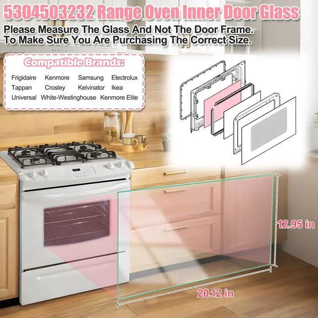Alt view image 2 of 7 - Upgraded 5304503232 Oven Door Glass Compatible with Electrolux, Frigidaire Oven Glass Part 316117500 7316117500 316117502 316117503 9H Tempered Glass for Frigidaire Oven Inner Glass Replacement
