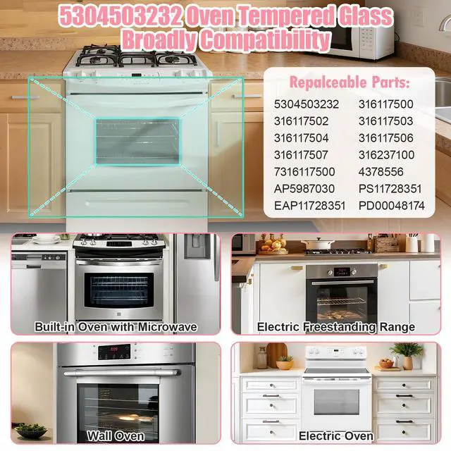 Alt view image 3 of 7 - Upgraded 5304503232 Oven Door Glass Compatible with Electrolux, Frigidaire Oven Glass Part 316117500 7316117500 316117502 316117503 9H Tempered Glass for Frigidaire Oven Inner Glass Replacement
