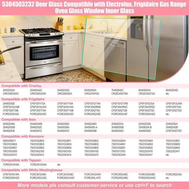 Alt view image 6 of 7 - Upgraded 5304503232 Oven Door Glass Compatible with Electrolux, Frigidaire Oven Glass Part 316117500 7316117500 316117502 316117503 9H Tempered Glass for Frigidaire Oven Inner Glass Replacement