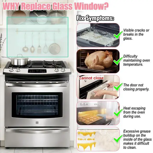 Alt view image 7 of 7 - Upgraded 5304503232 Oven Door Glass Compatible with Electrolux, Frigidaire Oven Glass Part 316117500 7316117500 316117502 316117503 9H Tempered Glass for Frigidaire Oven Inner Glass Replacement