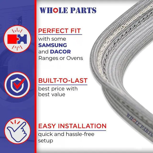 Alt view image 5 of 6 - Upgraded Range Oven Svc-Door Seal Gasket (With Hard Frame), Part# DE81-09947A - Replacement & Compatible with Some Samsung and Dacor Ranges or Ovens