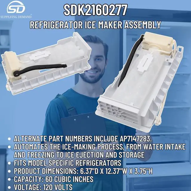 Alt view image 6 of 7 - K2160277 B01521302 Refrigerator Ice Maker Assembly Replacement
