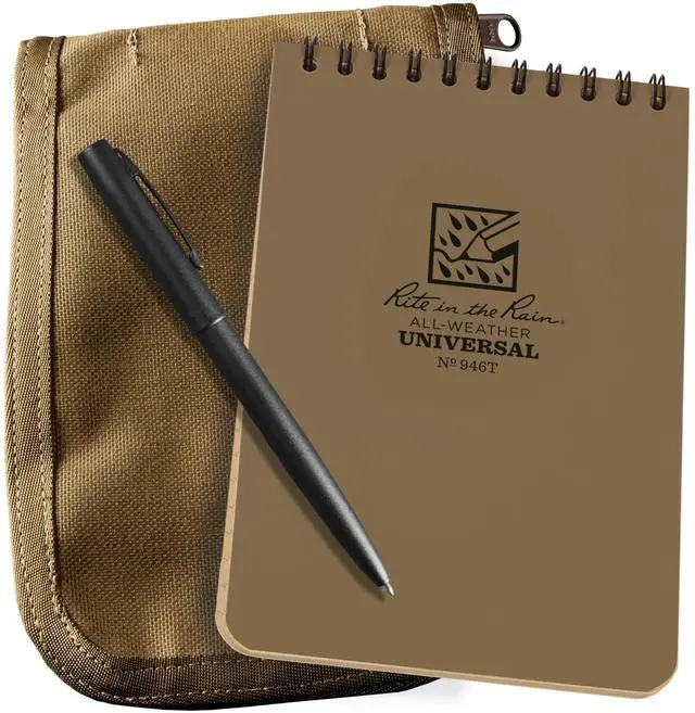 Main image of Weatherproof 4" x 6" Top Spiral Notebook Kit: Tan Cordura Fabric Cover, 4" x 6" Tan Notebook, and an Weatherproof Pen (No. 946T-KIT)