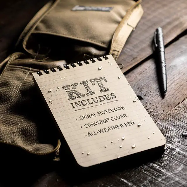Alt view image 5 of 7 - Weatherproof 4" x 6" Top Spiral Notebook Kit: Tan Cordura Fabric Cover, 4" x 6" Tan Notebook, and an Weatherproof Pen (No. 946T-KIT)