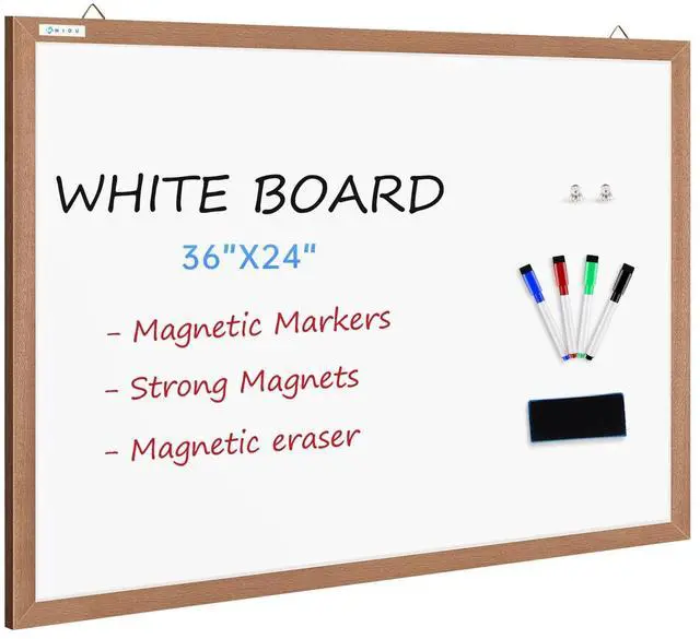 Main image of M Magnetic Whiteboard for Wall 36x24 Inches, Dry Erase White Board with Natural Wood Frame for Home, Office, School