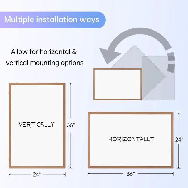Alt view image 2 of 7 - M Magnetic Whiteboard for Wall 36x24 Inches, Dry Erase White Board with Natural Wood Frame for Home, Office, School