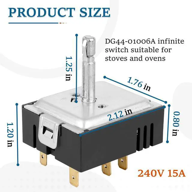 Alt view image 2 of 7 - DG44-01006A Dual Burner Infinite Switch Compatible with Samsung Samsung Stove Parts PER001-12 D PER001-02 D,NE58F9500SS, 3282716,AP5800762,PS8764900, EAP8764900, Regulator for Surface Element Control