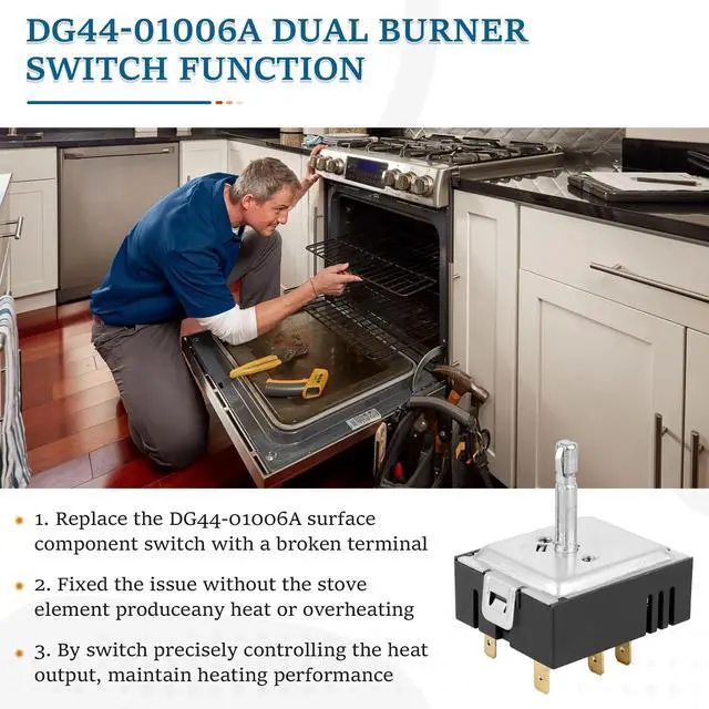 Alt view image 4 of 7 - DG44-01006A Dual Burner Infinite Switch Compatible with Samsung Samsung Stove Parts PER001-12 D PER001-02 D,NE58F9500SS, 3282716,AP5800762,PS8764900, EAP8764900, Regulator for Surface Element Control